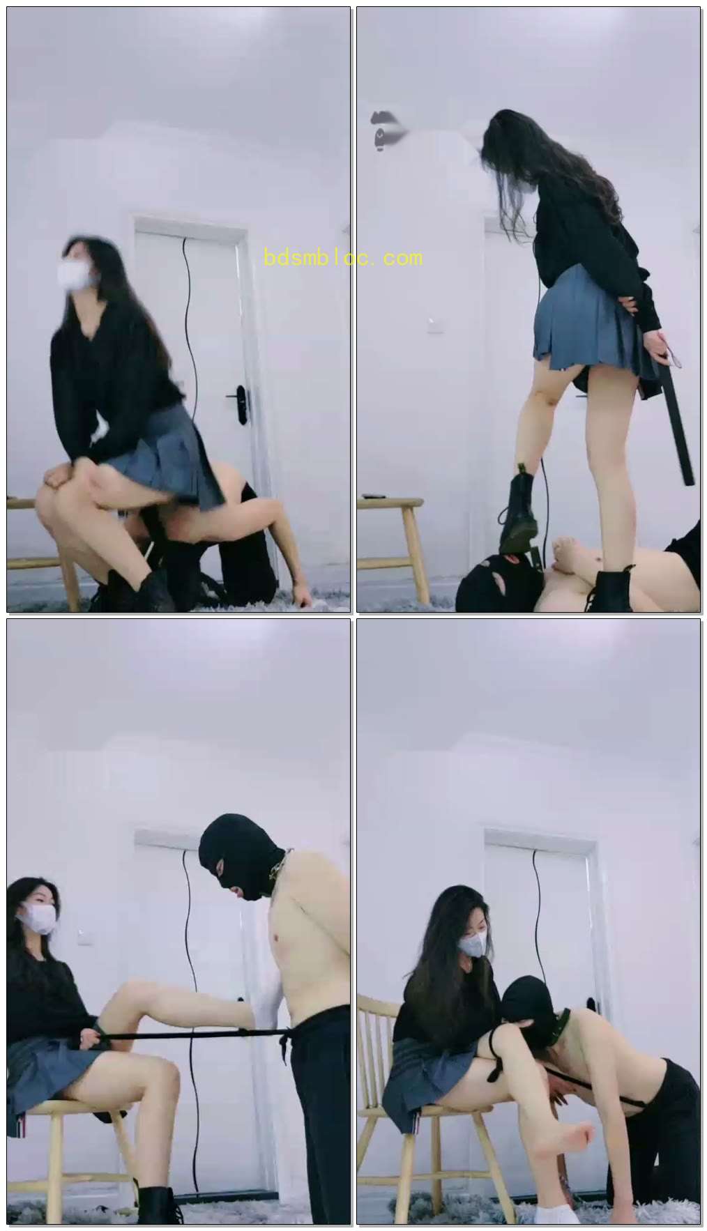 【禾未】调教马丁靴踩头百褶裙做脸