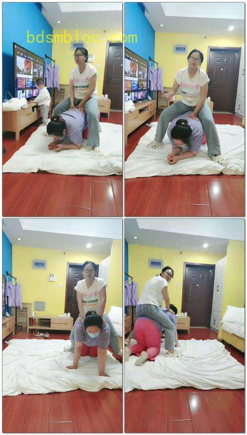 【雯雯可劲吃】素人女女骑马
