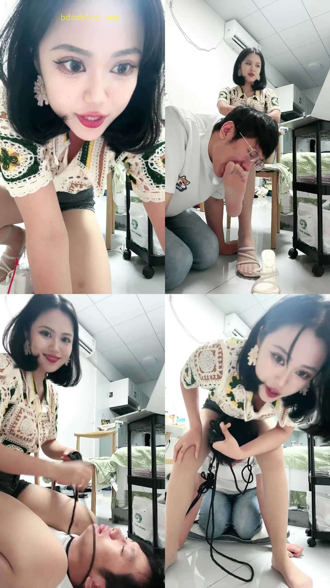【栀子女王】下跪伺候主人脏鞋肉丝jio/骑马