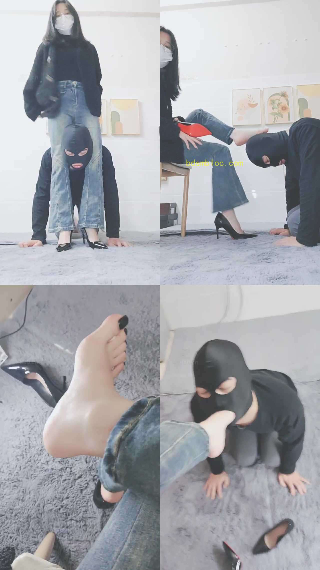 【灵竹】腿绞胯下辱/鞋脚抽耳光/高跟裸足恋足舔