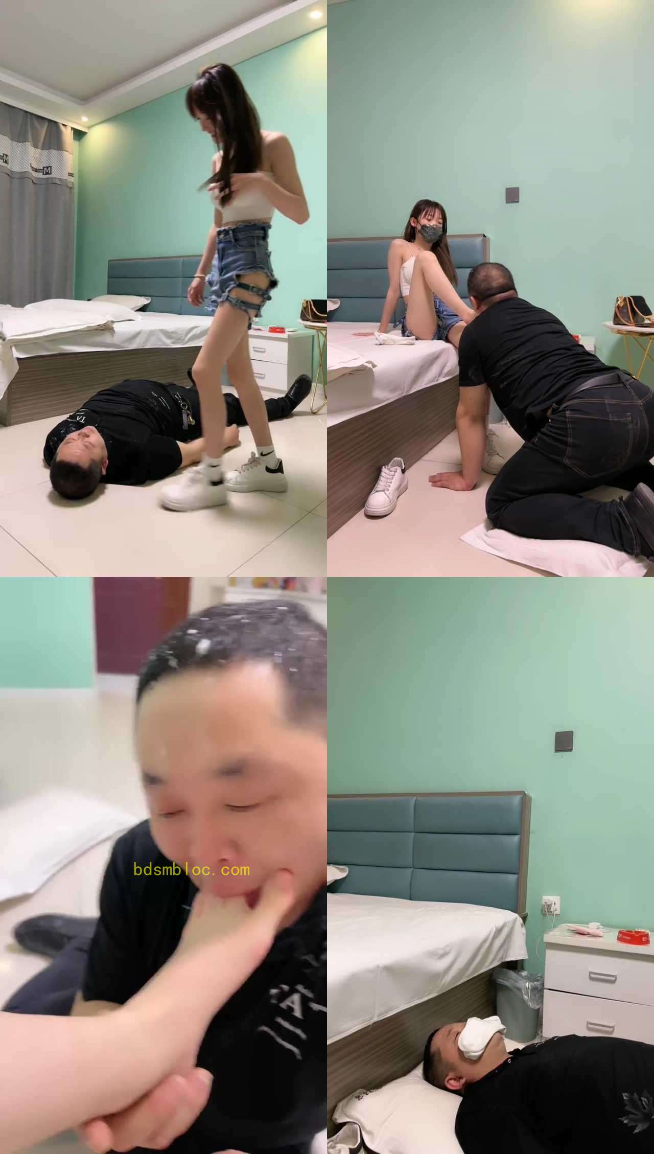 【文文】最强羞辱-健身后原味袜让狗闻/小白鞋踩踏/喂口水