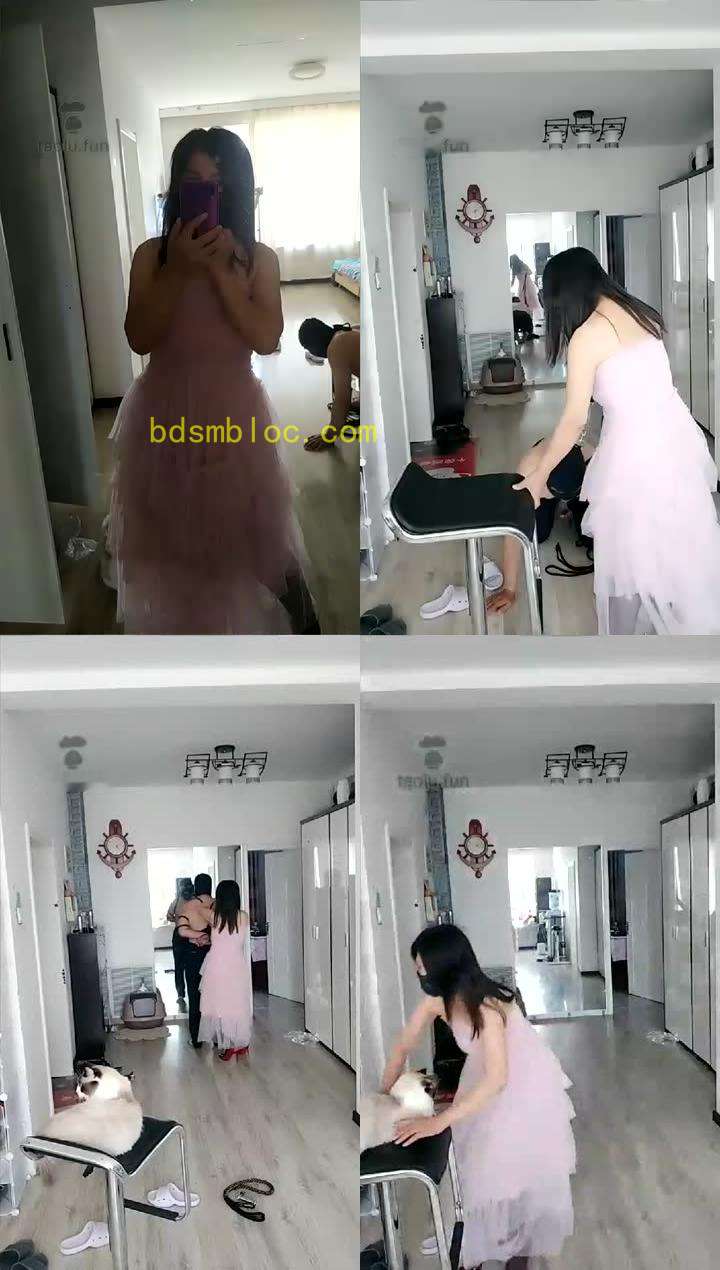 【月亮Princess】贱狗来了捆绑耳光，粉群红高
