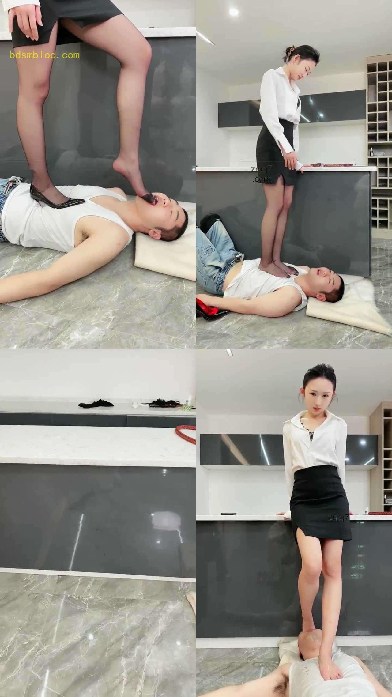 【麋鹿银儿】高跟重踩 脚深喉插吐