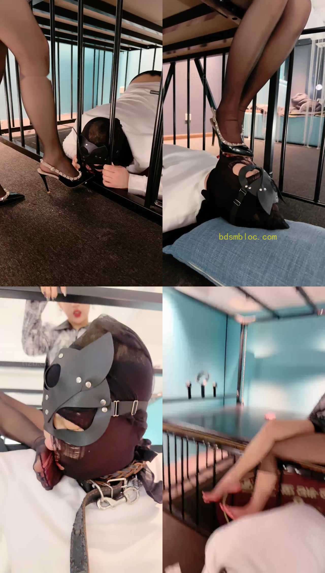 【潘妮女王】车模S-黑丝高跟诱惑-圈养狗笼