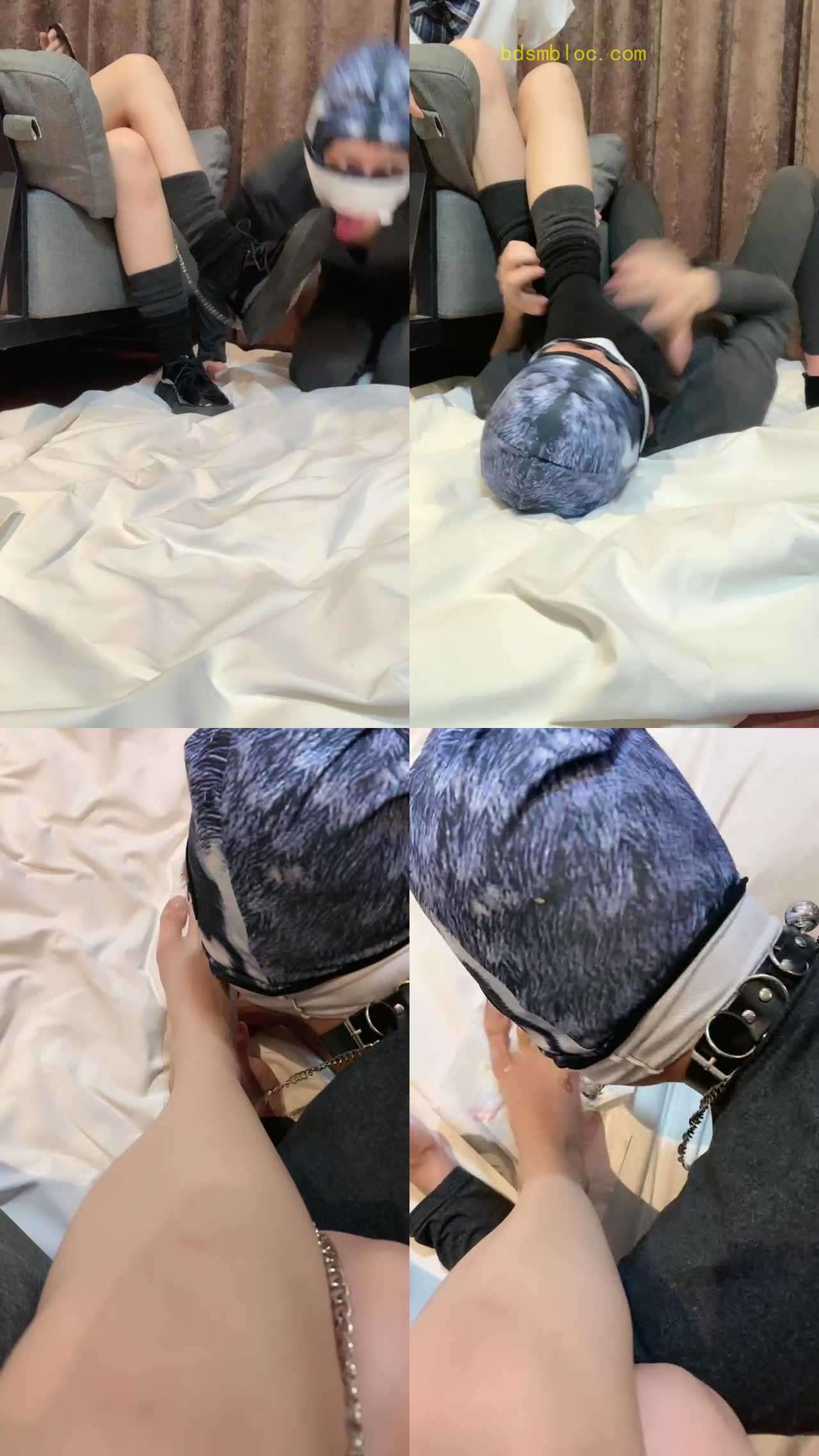【妮妮sama】裸足黑袜皮鞋踩食物