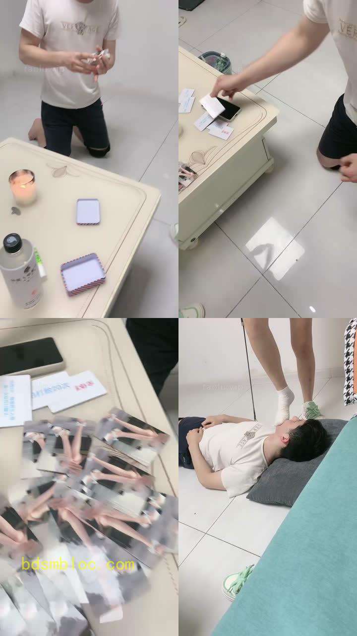 【蜜糖情侣】抽牌虐家奴-转胯/运动鞋踢踹踩/白袜舔/抽耳光