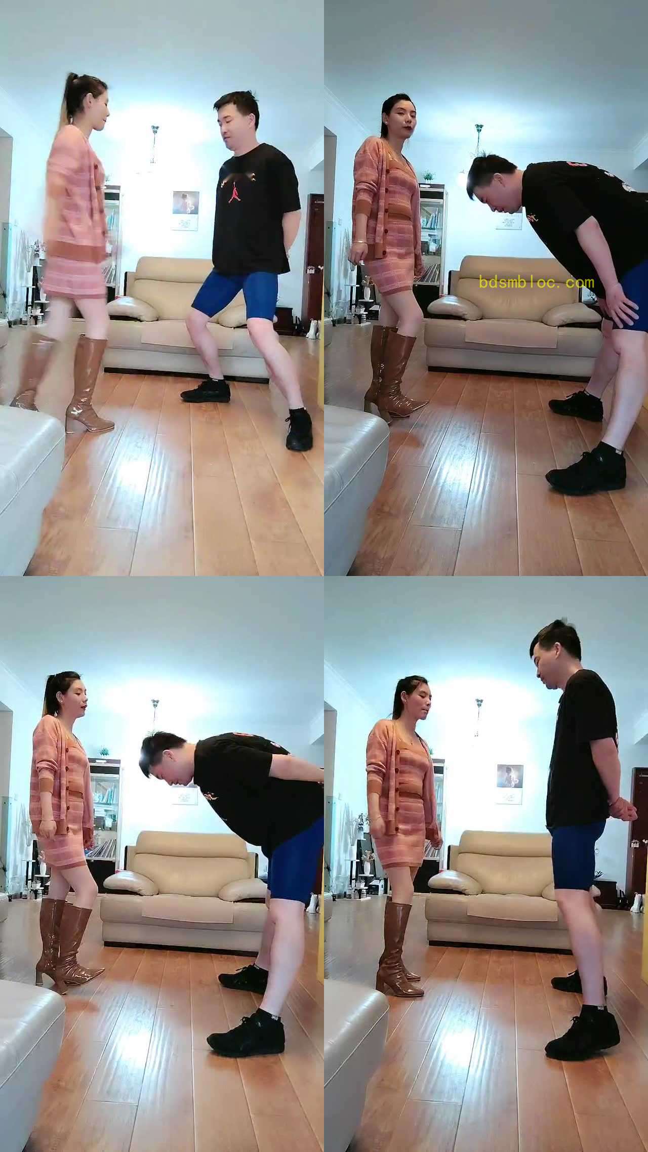 【紫烟】长筒靴暴力踢裆嘴硬贱货