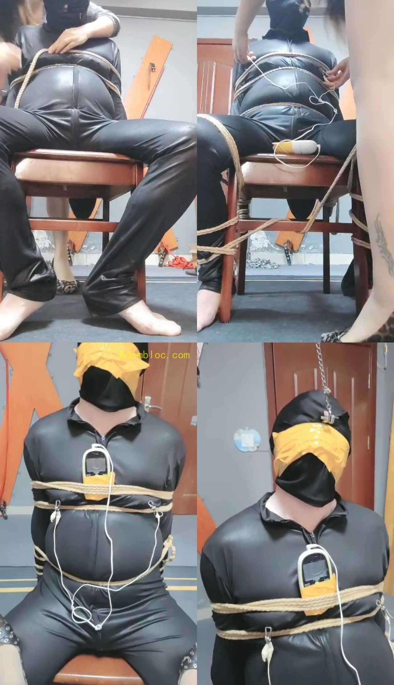 【东营天香百合】捆绑堵嘴电击奴隶