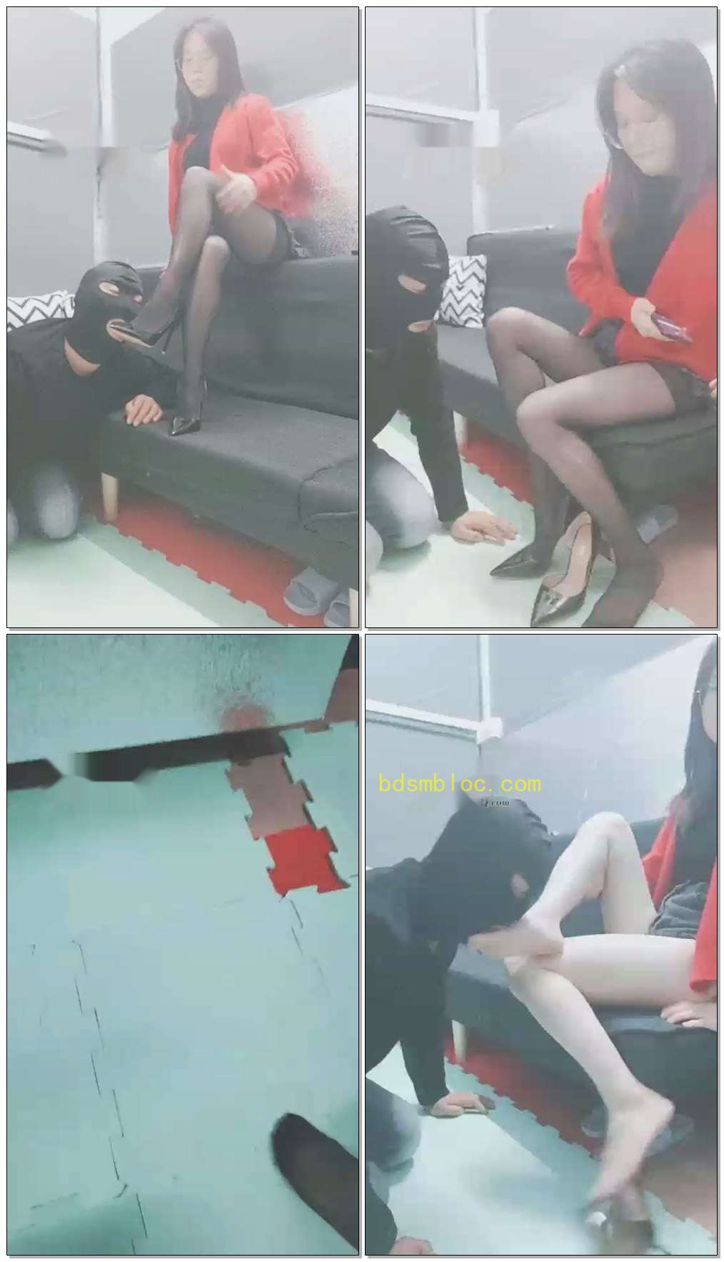 【灵竹】圣诞节露脸调教黑丝深喉，高跟深喉