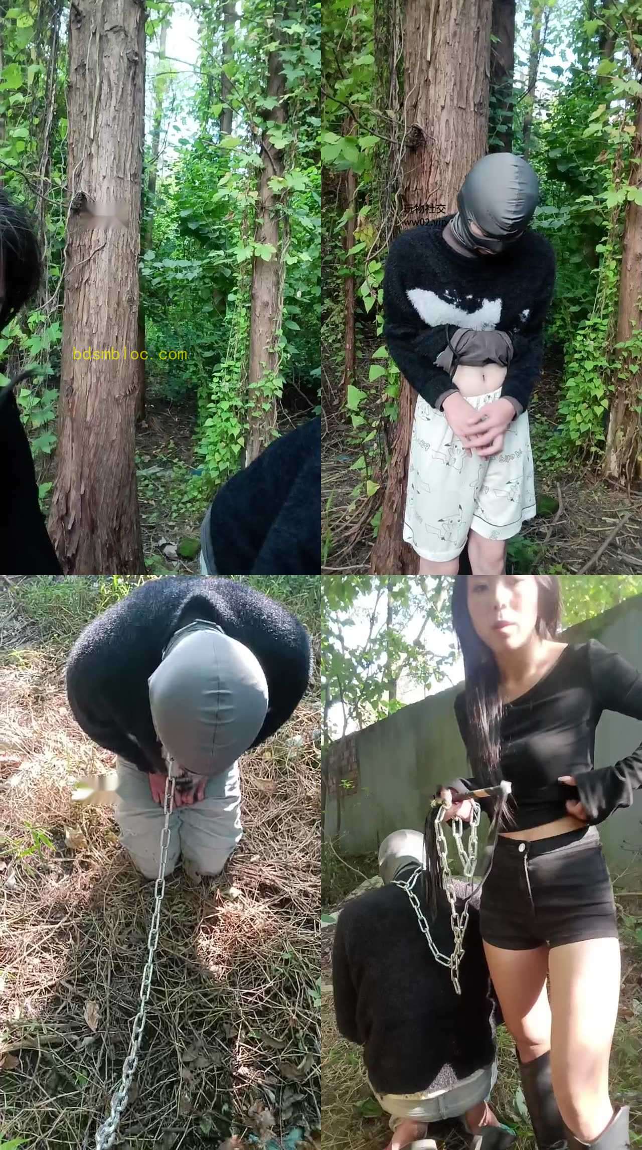 【芝芝女王】把贱奴绑在树上重度虐打