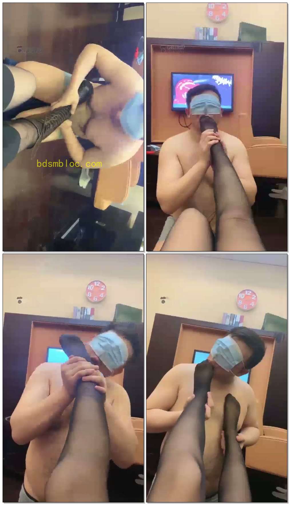 【露露s】舔脚奴，舔鞋舔脚，皮靴黑丝