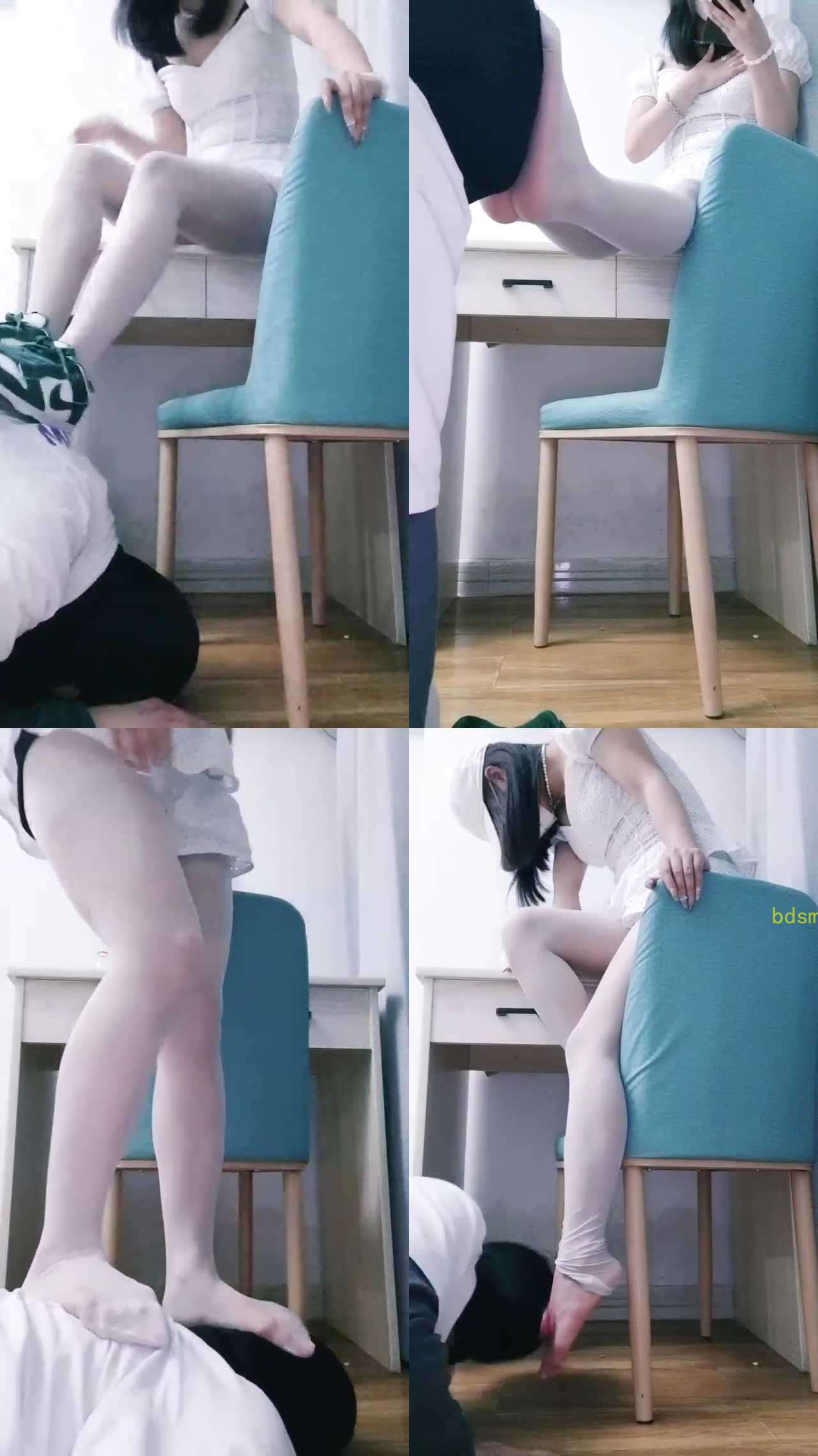 【七大小姐】狗舌头舔AJ/白丝诱惑/腿绞窒息