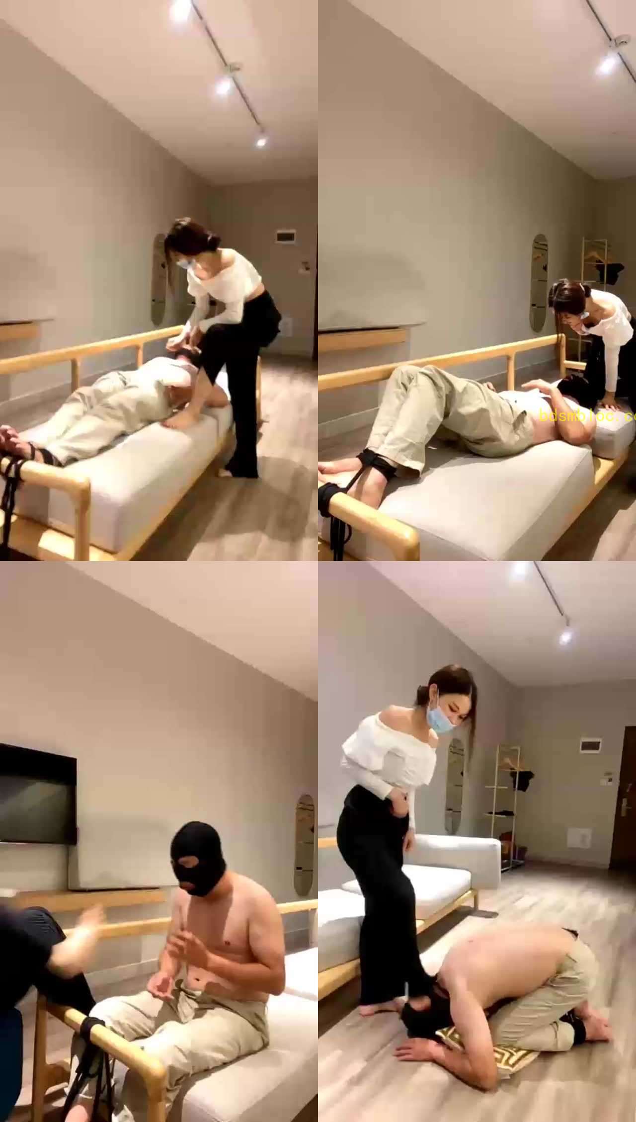 【番番奶奶S】调教老贱奴，全体中踩脸，掐腿掐胳膊
