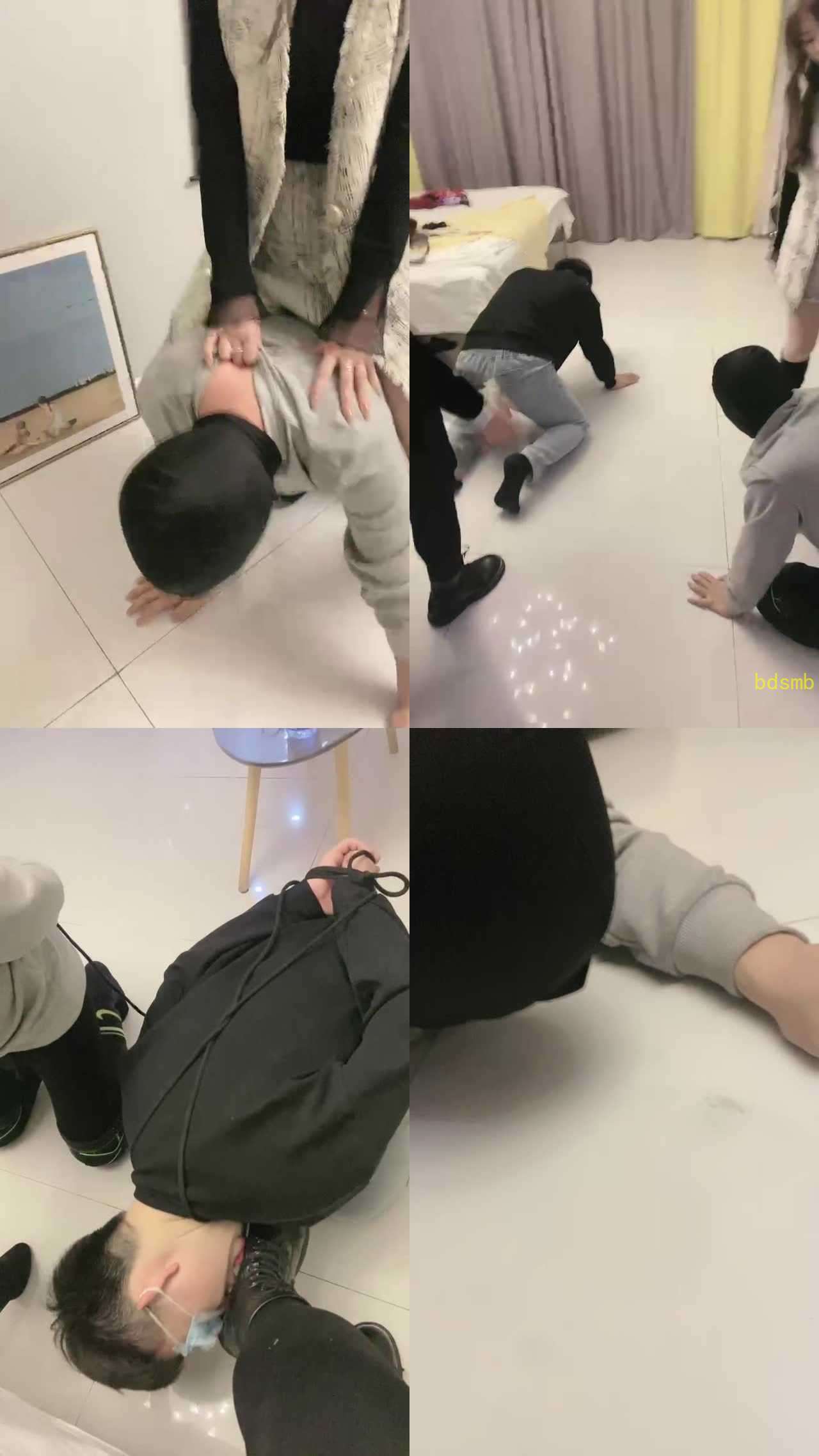 【晴儿】姐妹花玩弄哥俩狗-踢裆/舔靴/骑马