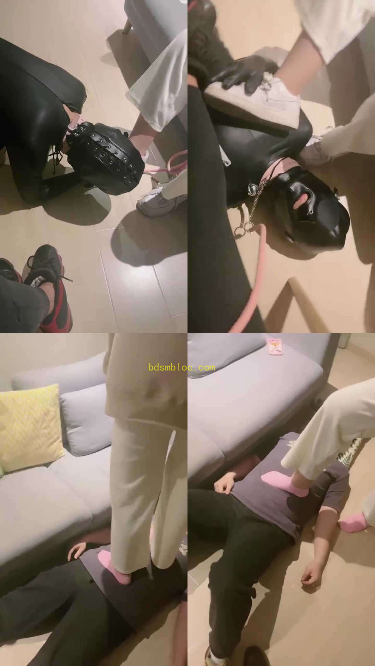 【小软】素人妹妹粉色棉袜辱狗